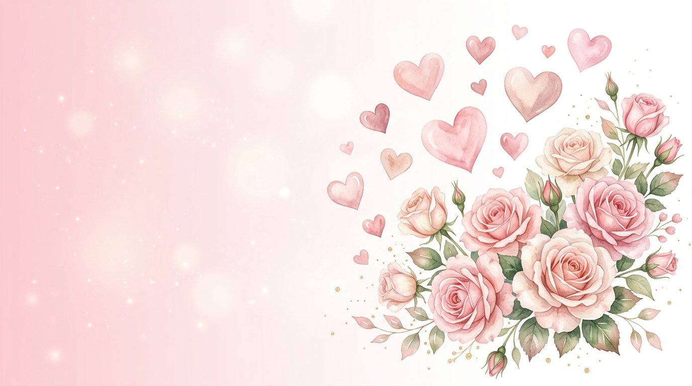 Corações flutuantes delicados em aquarela para declaração de amor